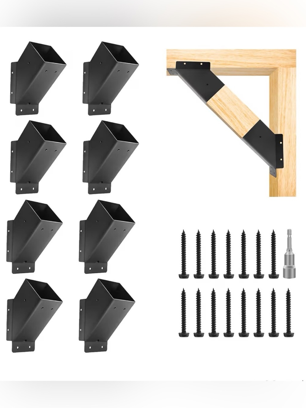 8 Pcs Pergola Angle Support Bracket,Reinforced 45-Degree Angle Bracket,